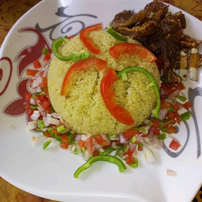 Attiéké avec viande de mouton